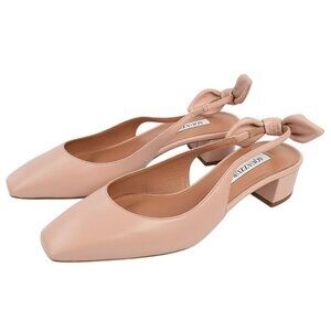 AQUAZURRA Petal VERY BOW TIE Leather Slingback Low Heel Pumps EU 38.5 US 8.5 NEW